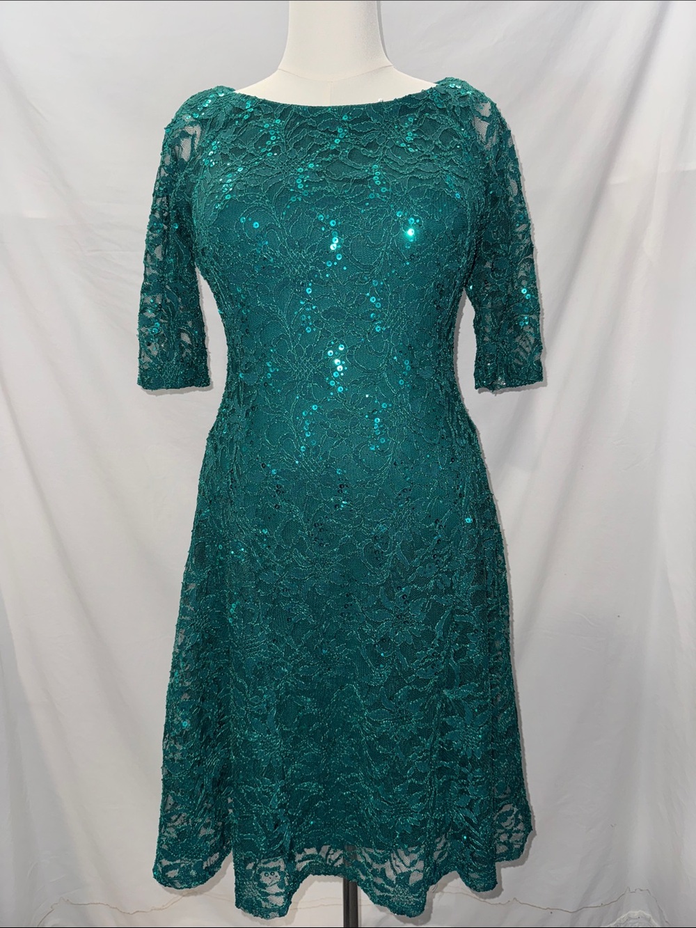 Rabbit Rabbit Rabbit Teal Lace Sequin Midi Dress
